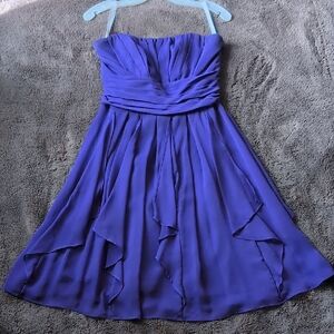 David's Bridal Strapless Chiffon Dress in Purple